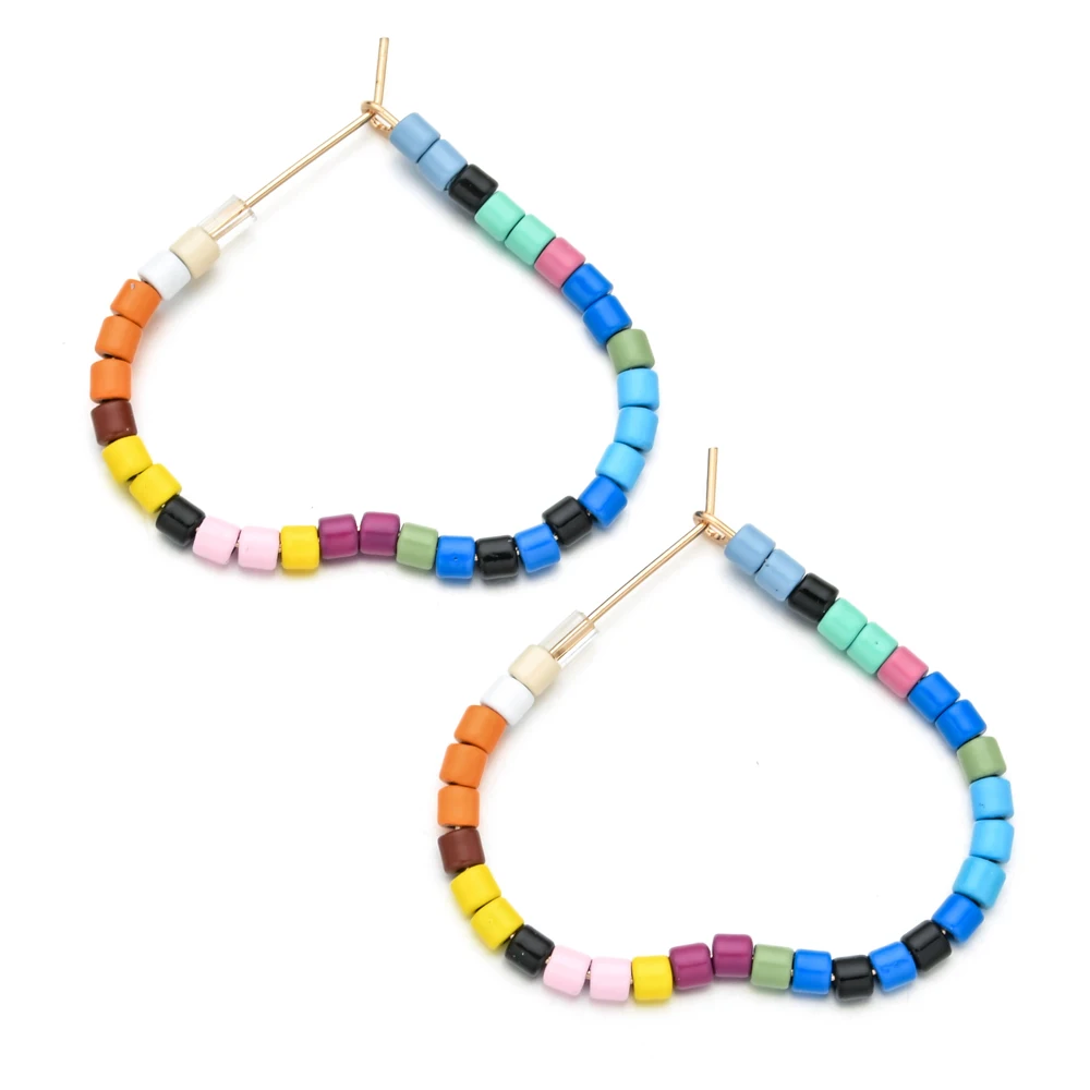 

ZMZY Wedding Jewelry Candy Color Beads Heart Earrings For Women Metal Enamel Boho Charms Earrings Style Friends Gifts New