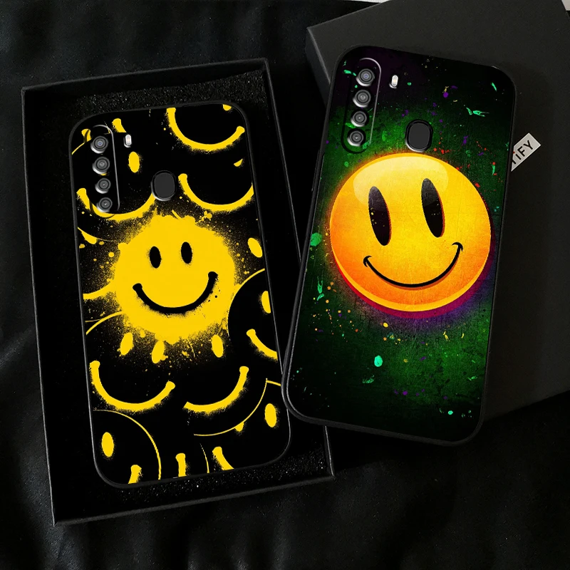 

Lovely Sunshine Smiling Face Phone Case For Samsung Galaxy A01 A02 A10 A10S A20 A22 A31 4G 5G Coque Back Black Funda Soft