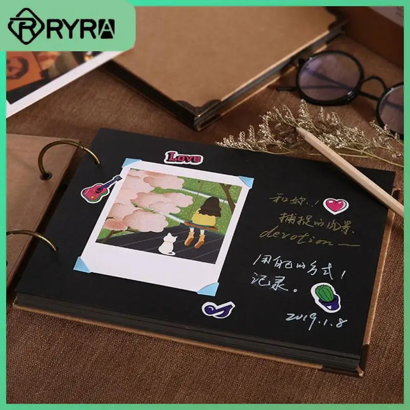 

Kraft Paper Gift Photocard Custom Album Black Cardboard Anniversary Album Storage Tools Blank Photo Album/extra Inner Page Diy