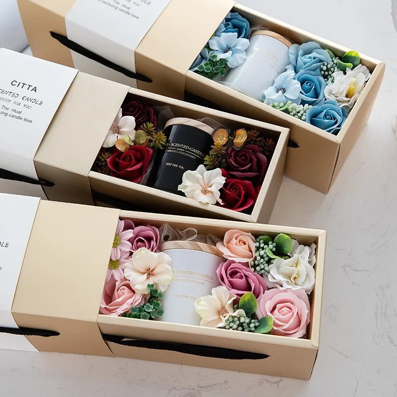 

Сушеные цветы для домашней ароматерапии, Подарочная коробка, креативный подарок, ароматическая свеча, имитация цветка, праздничный подарок