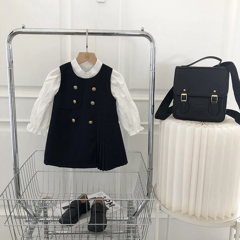 Детская блузка с длинным рукавом и школьный сарафан для девочек от 2 до 8 лет