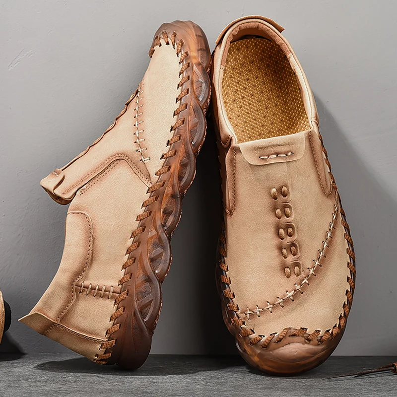 

Men's Shoes Sneakers Loafers Leather Men Moccasins Soft Flats Driving Outdoor Non-slip Men Leather Boat Shoes Sneakers Footwear