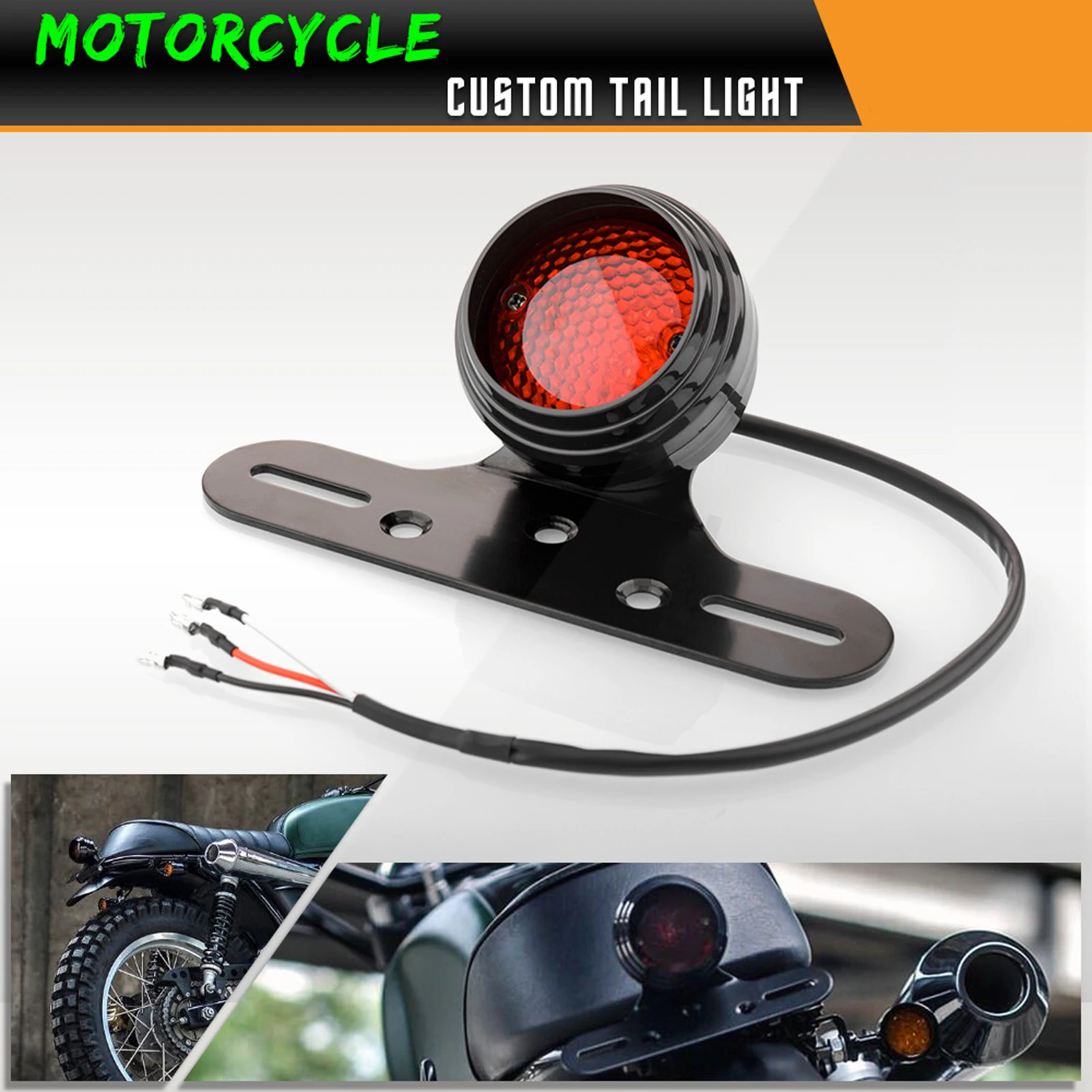 

Motorcycle Tail Light Brake Light with License Plate Bracket Integrated Running Lamp Universal Brake Lamp with Braket