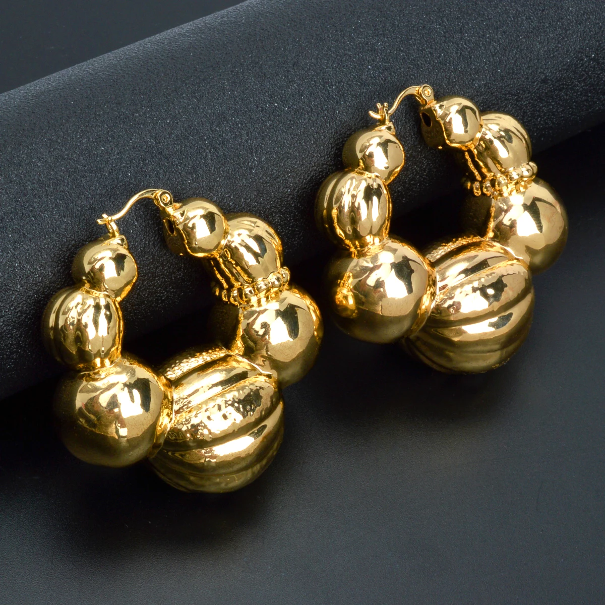 

Nigeria Africa 18K Gold Color Hoop Earrings Italian Copper Drop Earrings for Women Large Fashion Party Girls Jewelry Accessory