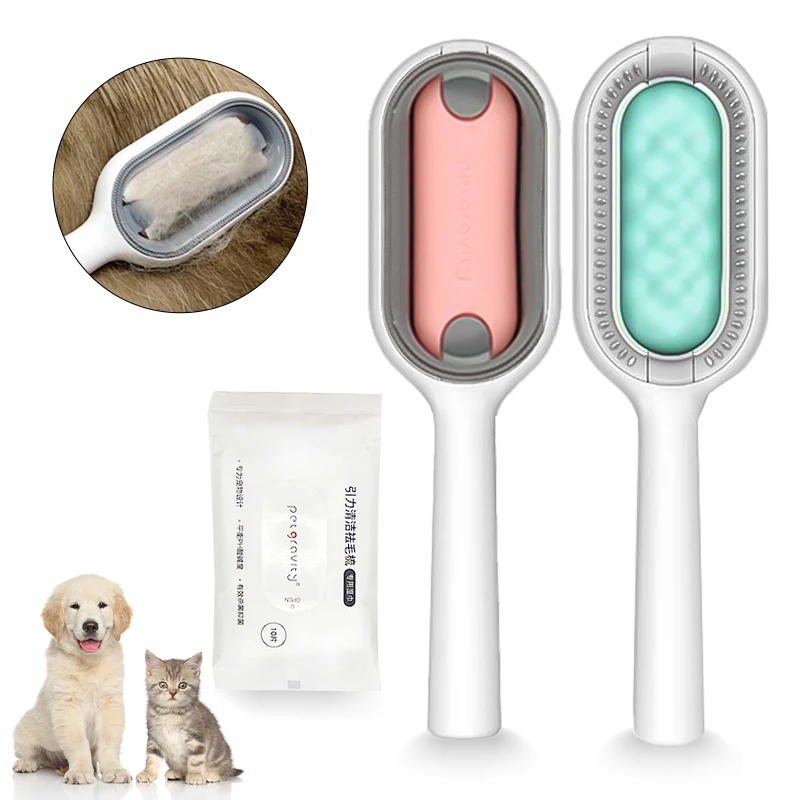 

Multifunction Pet Grooming Brush Cat Dog General Comb To Remove Floating Hair Sticky Hair Disposable Wipes Pet Cleaning Supplies