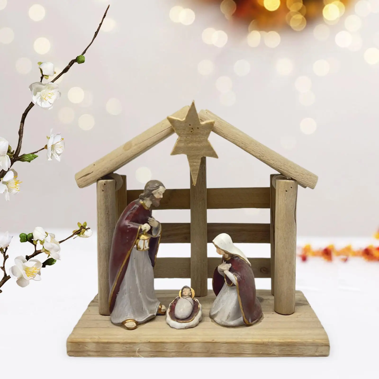 Рождественская сцена статуя корыто домик из коряги для спальни офиса