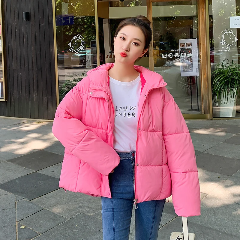 

2023 Women Short Jacket Winter Parkas Thick Hooded Cotton Padded Jackets Coats Female Loose Puffer Parkas Oversize Outwear