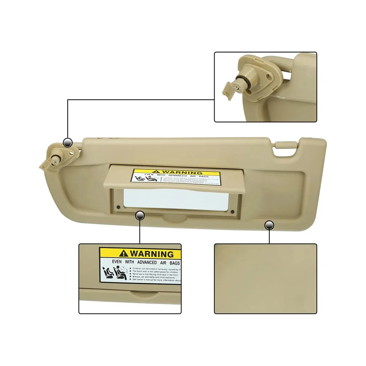 

Left Side No Light Sun Visor Shield Sunvisor Block Shade for Honda Civic 2006-2008 Beige 83280-SNA-01ZF