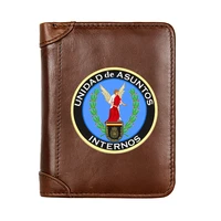 espa%c3%b1a unidad de asuntos internos printing genuine leather men wallet classic pocket slim card holder male short coin purses