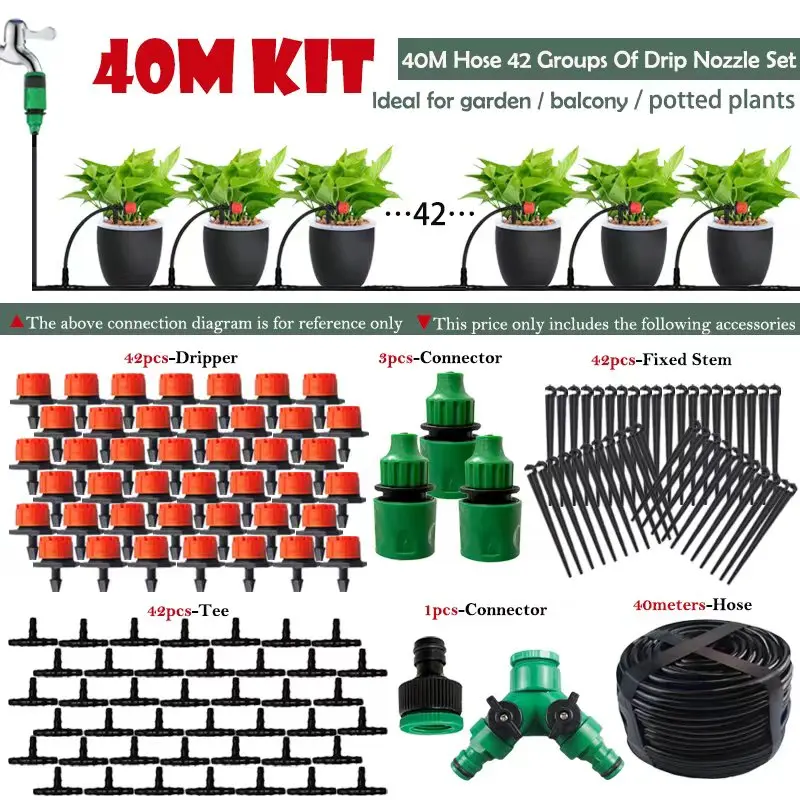 

5M-40M DIY Drip Irrigation System Automatic Watering Garden Hose Micro Drip Watering Set with Irrigation Dropper for Greenhouse