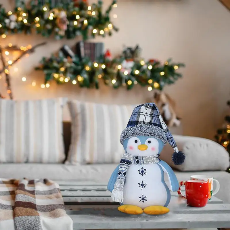 

Christmas Penguin Plush Toys Christmas Fabric Penguin Creative Doll Lovely Pillow Stuffed Soft Animal Doll Fireplace Table Decor