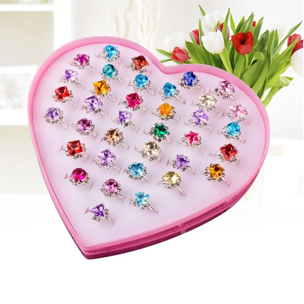 

36Pcs Water Diamond Water Diamond Ring Size Adjustable Kids Ring Toy Adjustable Ring