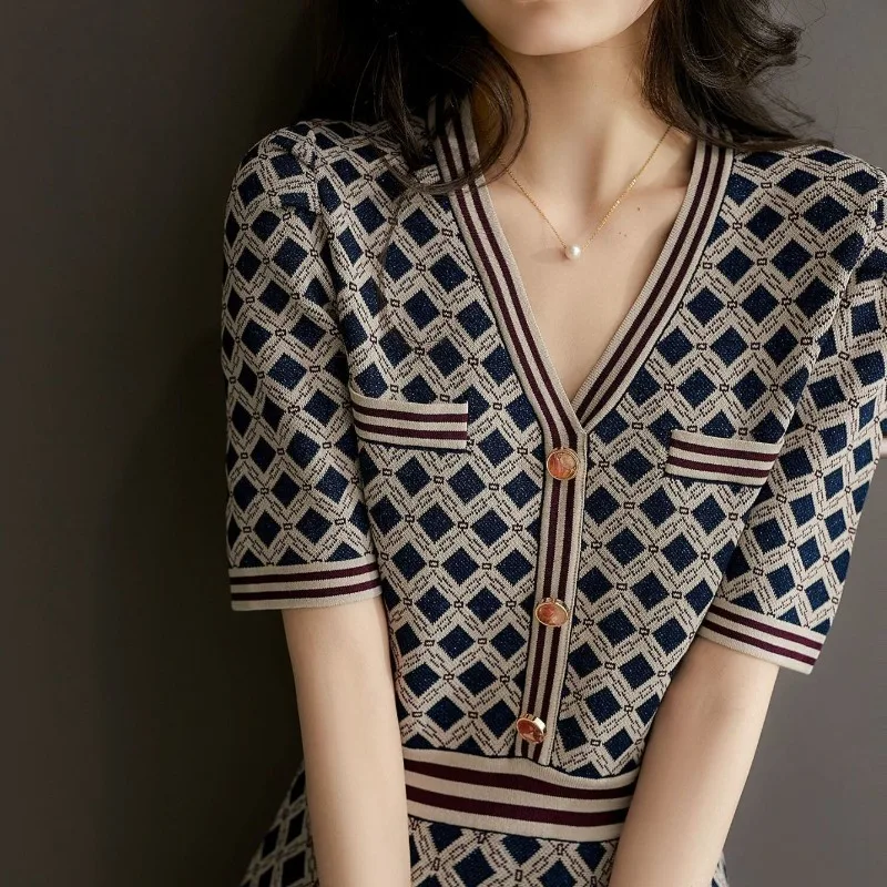 Женское вязаное крючком платье миди Y2k роскошные новые характеристики в