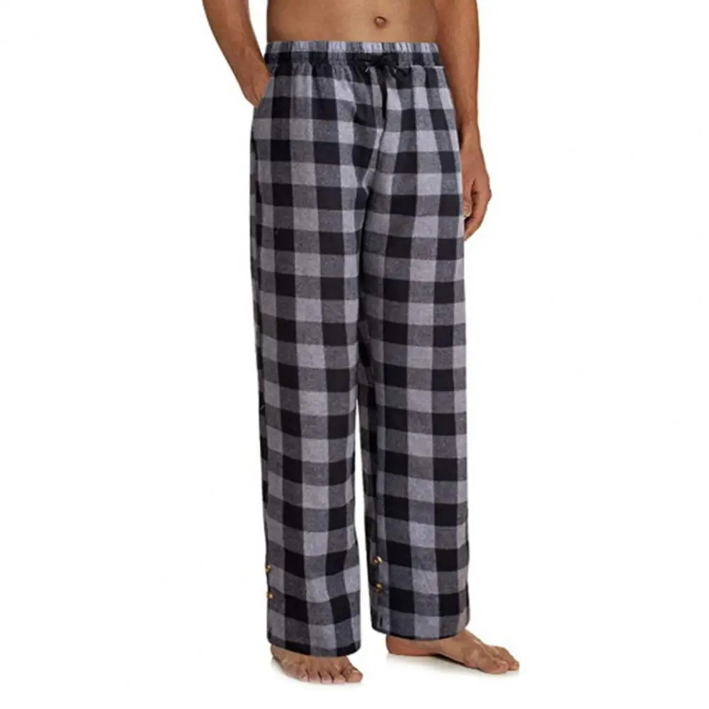 

Pants Trousers Pajama For Waist Pajama Loose Plaid Wear-resistant Home Drawstring Men Elastic