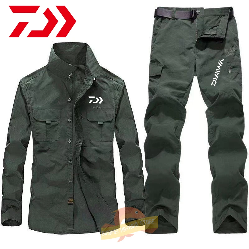 

Daiwa for Men's Summer Autumn Thin Quick-drying Fishing Suits Multi-pocket Breathable Hiking Clothes Outdoor Casual Tactical Set