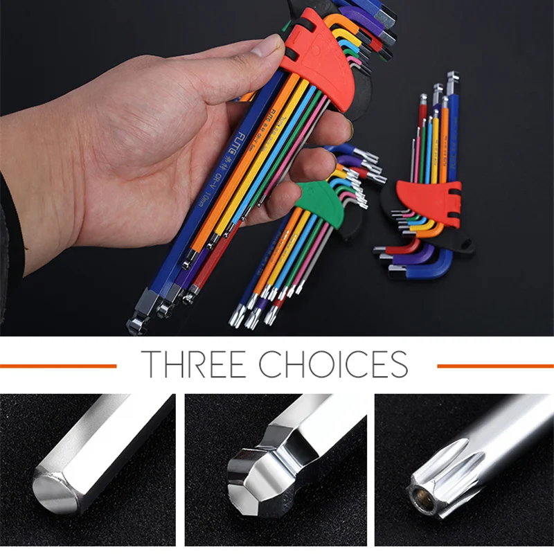 

9 шт., шестигранный ключ с цветовой кодировкой, 1,5-10 мм