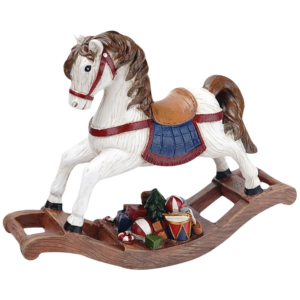 

Horse Rocking Christmas Ornament Resin Decor Statue Table Animals Desktop Festive Tabletop Decorations Figurinenutcracker