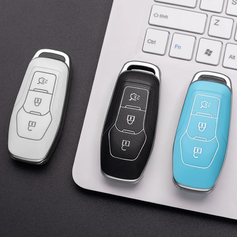 

Durable TPU Car Key Cover Case For Ford Fusion Mondeo Mustang F-150 Explorer Edge 2015 2016 2017 2018 Car Styling Keychain