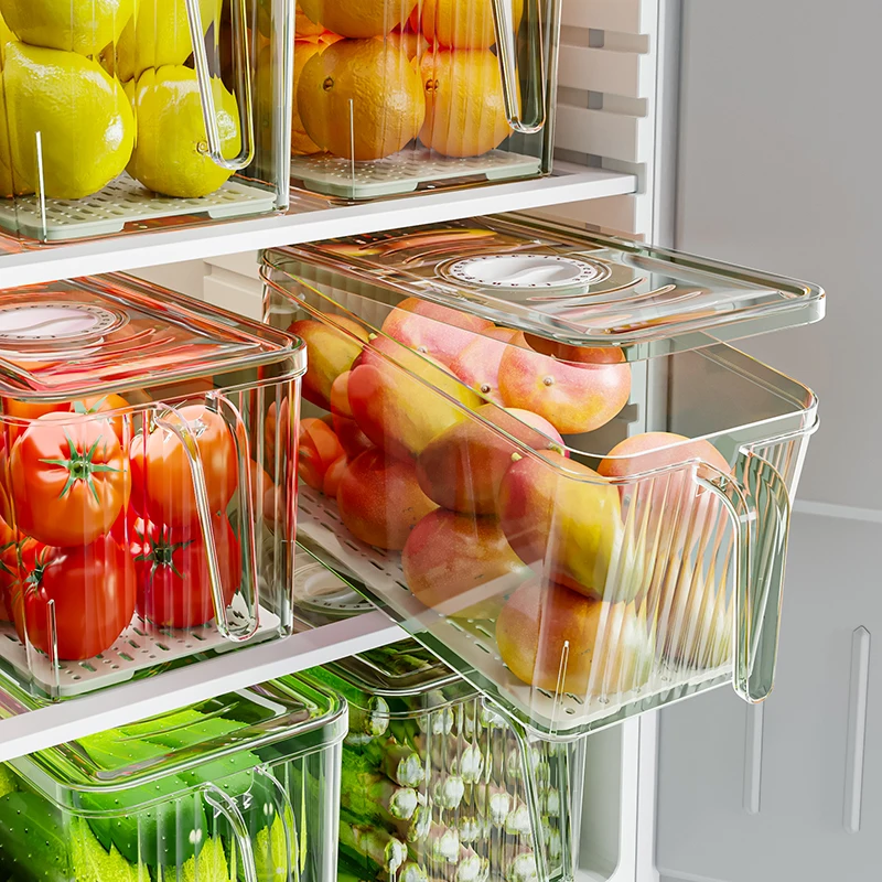 

Kitchen PET Refrigerator Storage Box Vegetables, Fruits, Eggs, Frozen Transparent Preservation Box
