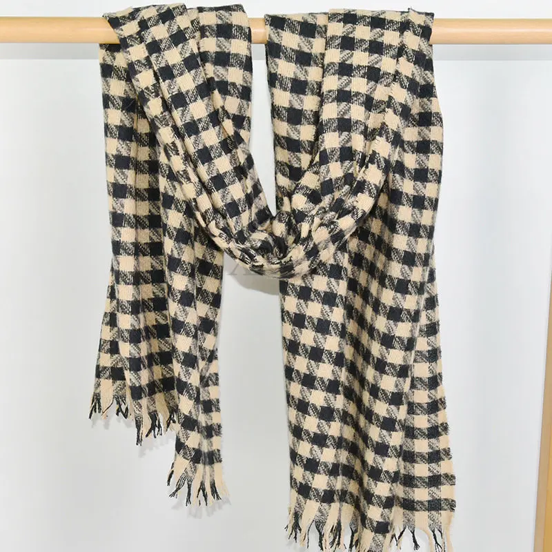 

British Style Winter Cashmere Scarf Women Thick Warm Pashmina Shawls Wraps Houndstooth Lady Blanket Bufanda