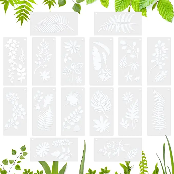

16 Pieces Painting Stencil Sheet Hollow Template Reusable Students