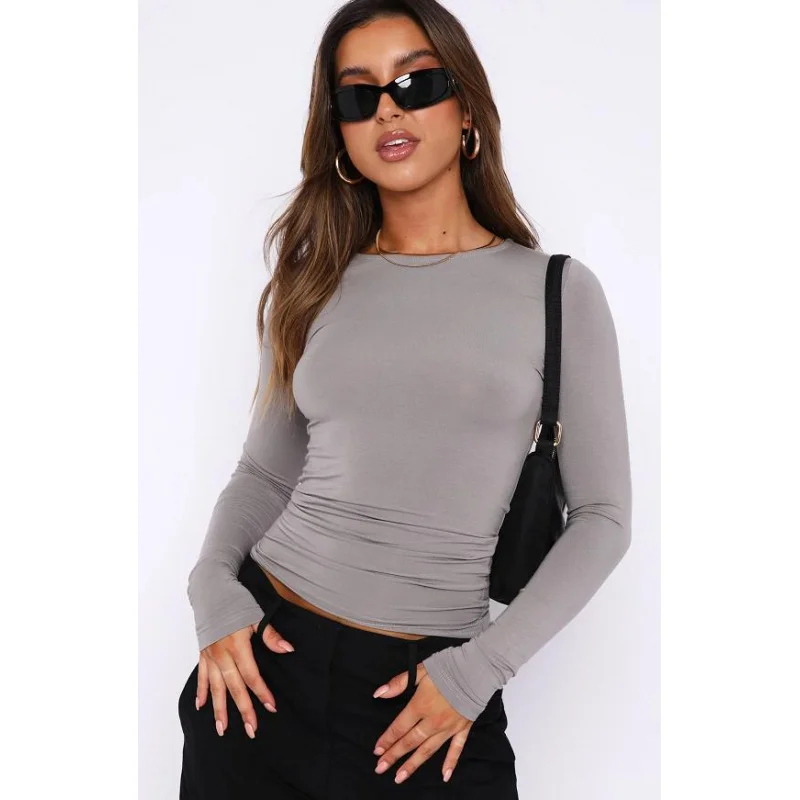 

Y2K женская футболка с длинным рукавом, топы, топы для молодых девушек, облегающая Повседневная Уличная одежда, базовые футболки, модные укор...