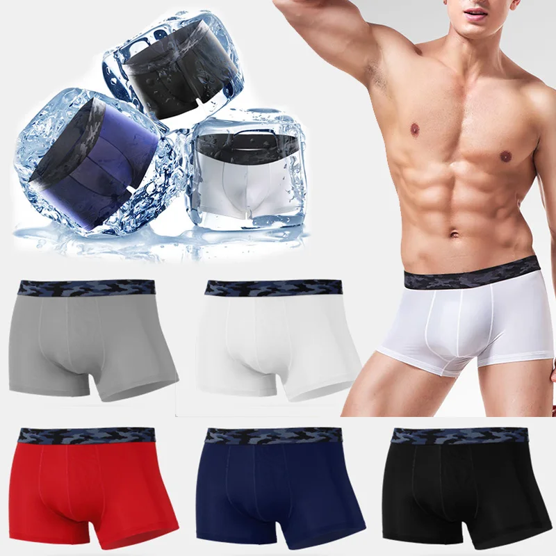 

Ice Silk Men Sexy Briefs Panties Camouflage Ultra-thin Underwear Men Boxer Shorts Seamless Comfortable Male Underpants