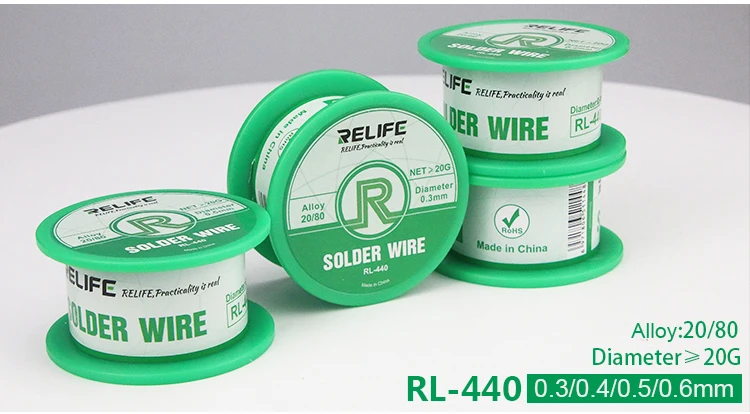

RELIFE RL-441 Solder Wire Containing Rosin Core 0.3mm 0.4mm 0.5mm 0.6mm 183℃ Medium Temperature Active Tin Welding Tools