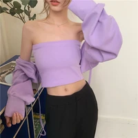 women fashion sexy casual t shirts two piece suit 2021 new summer womens thin shawl top tube tops all match long sleeve tees