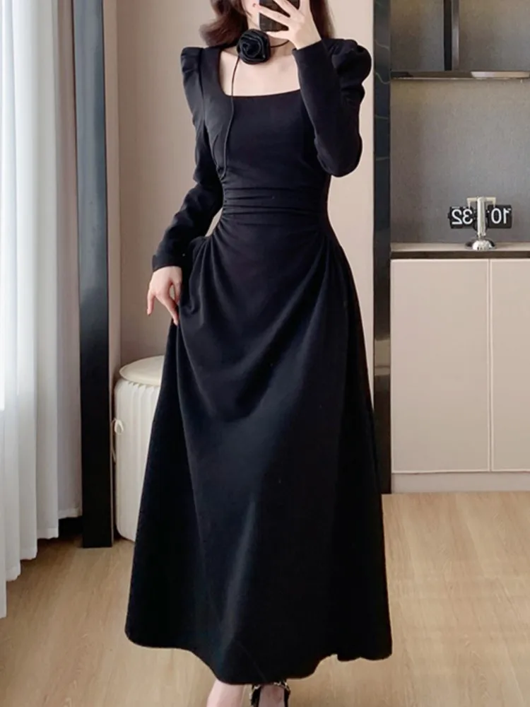 Элегантное шикарное женское модное черное платье винтажное повседневное