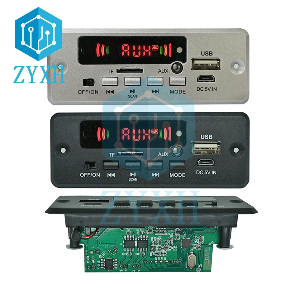 DC 5V 12V 24V Car MP3 Decoder Board Bluetooth V5.0 WMA WAV Audio Music Player USB TF AUX 2*3W Amplifier Color Screen For Speaker
