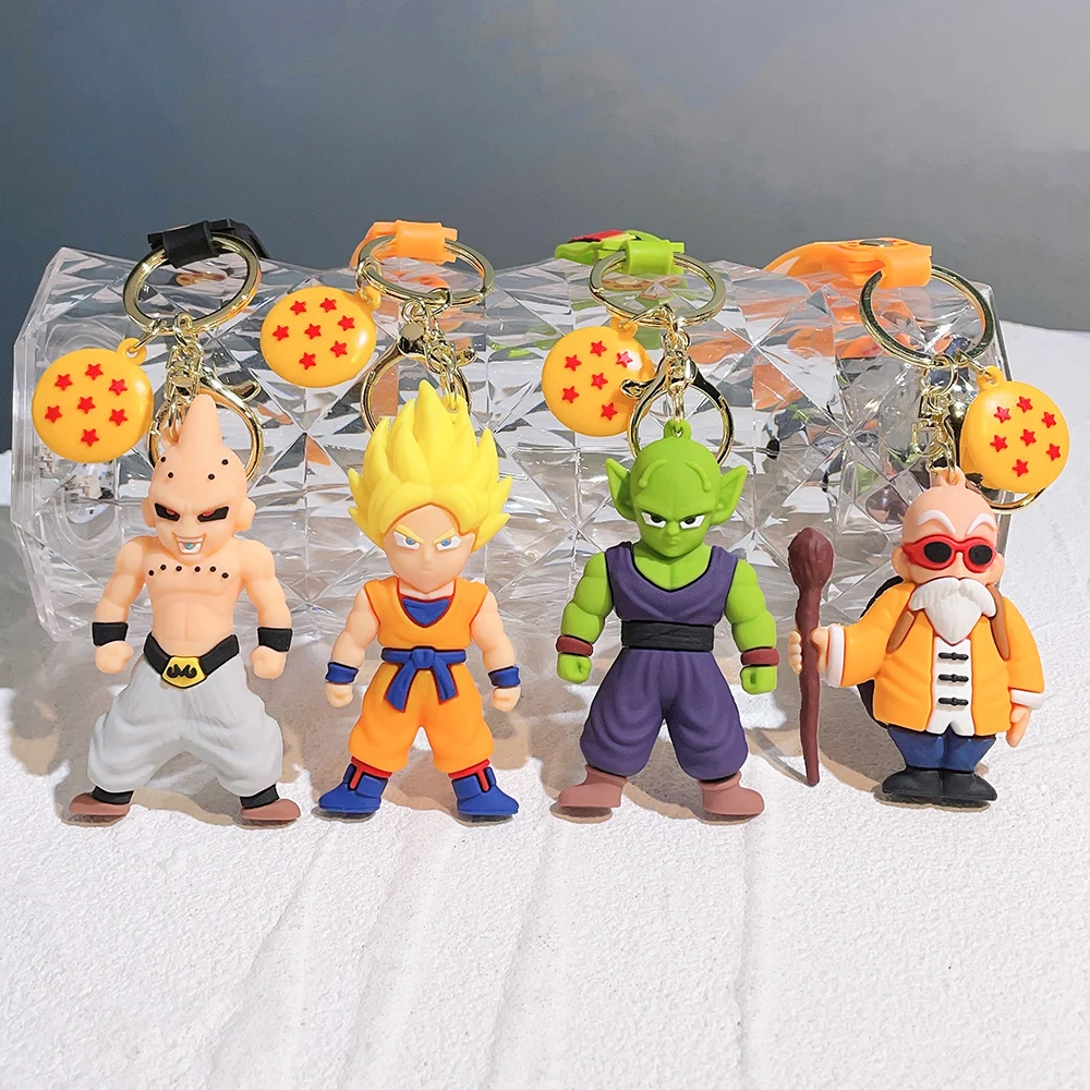 

Japan Anime Son Goku Kuririn Bobo Pilaf Chiaotzu Majin Buu Keychains Dragon Ball Z Keyring Accessories Decoration Figure Gifts