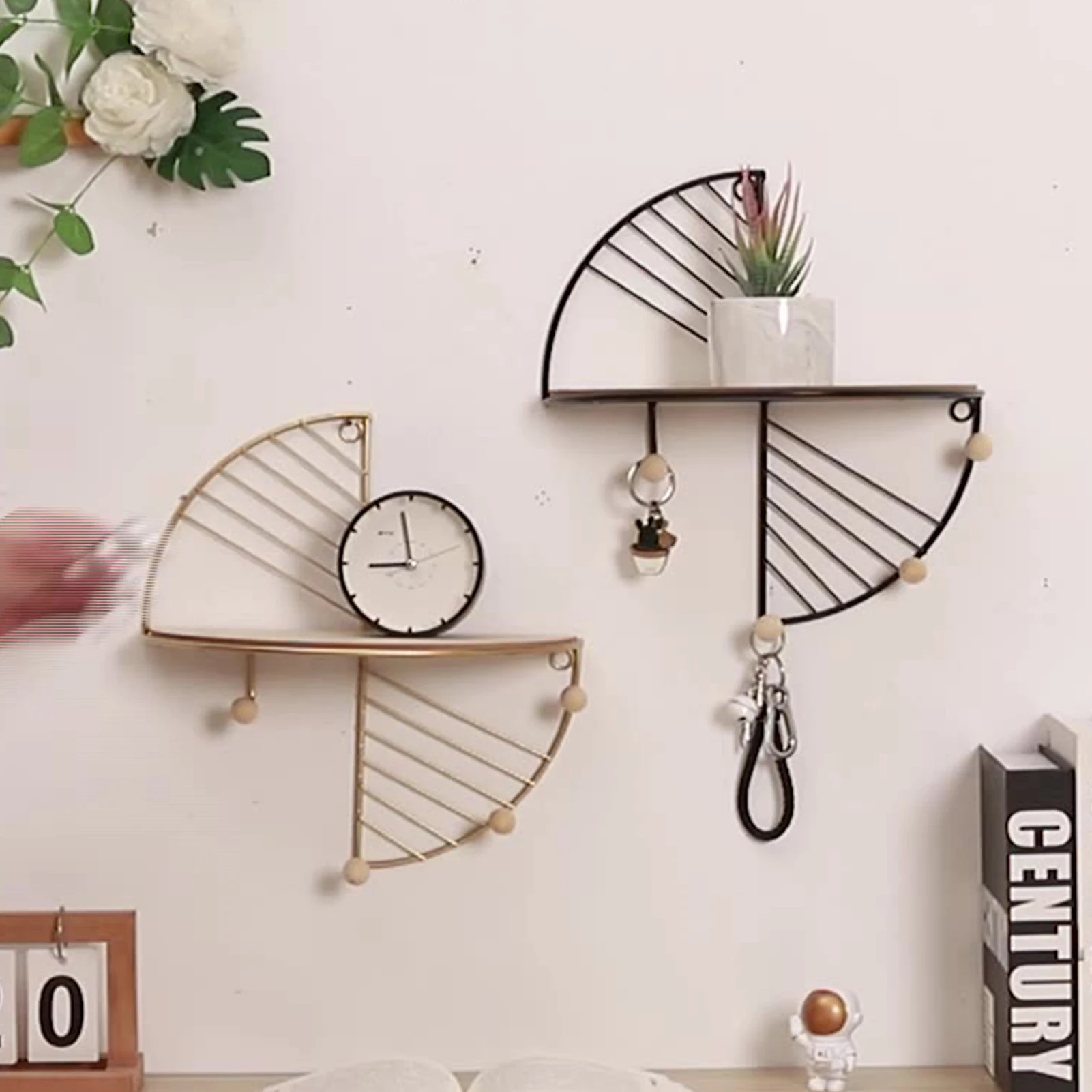

Полукруглая плавающая полка с крючком, Современные Простые декоративные настенные стеллажи, современное простое креативное настенное укр...