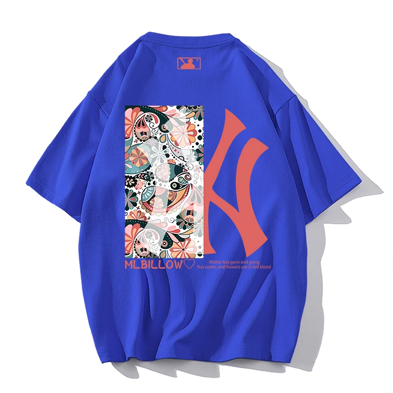 

Short sleeved T-shirt Women's Korean version loose fitting fashion letter cartoon printed men's and women's round neck top
