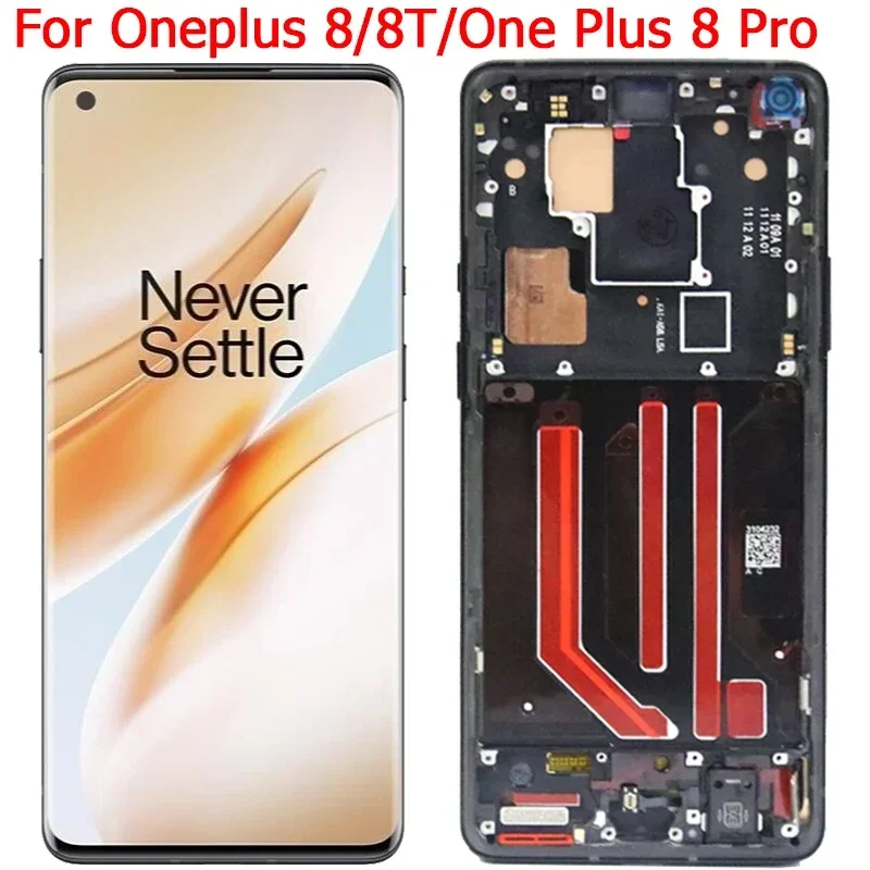 Для Oneplus 8 8T 8Pro ЖК-экран с рамкой Новый 1 + ЖК-дисплей сенсорным экраном AMOLED Детали