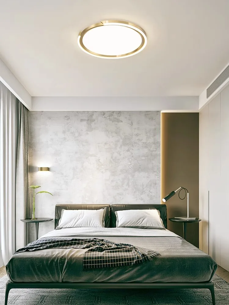 Спальня ультратонкая потолочная фотолампа современная простая круглая теплая