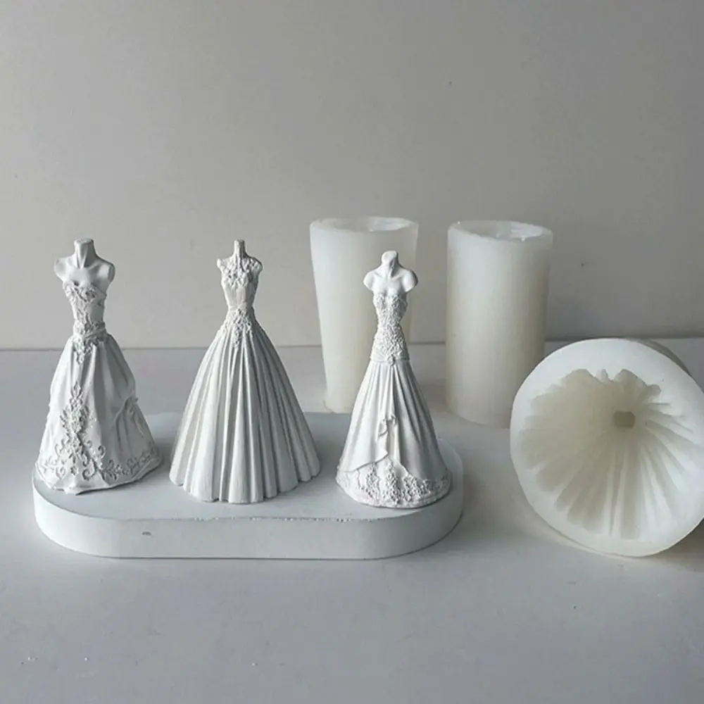 

Silicone Candle Mold Handmade Soap Candle Making Kit DIY Wedding Dress Craft Plaster Resin Mold Ornaments Wedding Decoration