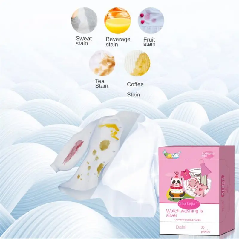 

30PCS Laundry Tablets Concentrated Washing Powder Laundry Soap Bubble Paper Detergent Softener For Washing Machines Laundry