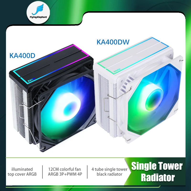 

SAMA KA400D Cpu Cooler Cooling Fan 90mm RGB 4 Copper Pipe Motherboard LGA 1700,1200,1366,115X/AMD,AM4,AM3,FM1,FM2 Cpu Heat Sink