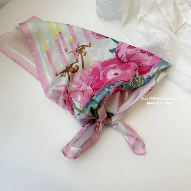 Элегантный романтический лавандовый большой квадратный шелковый шарф