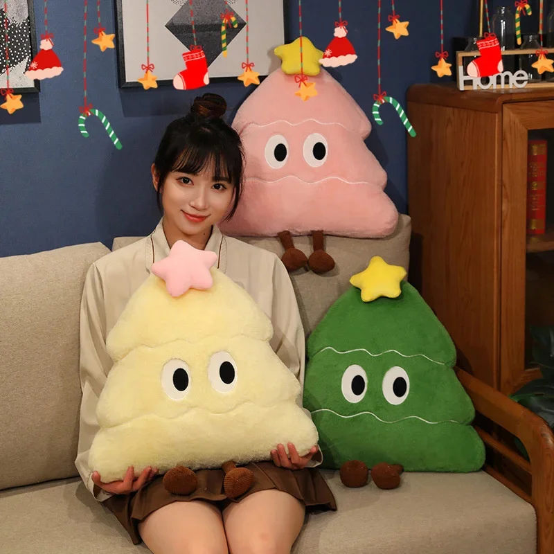 Мягкая плюшевая подушка в виде рождественской елки декоративная для дома