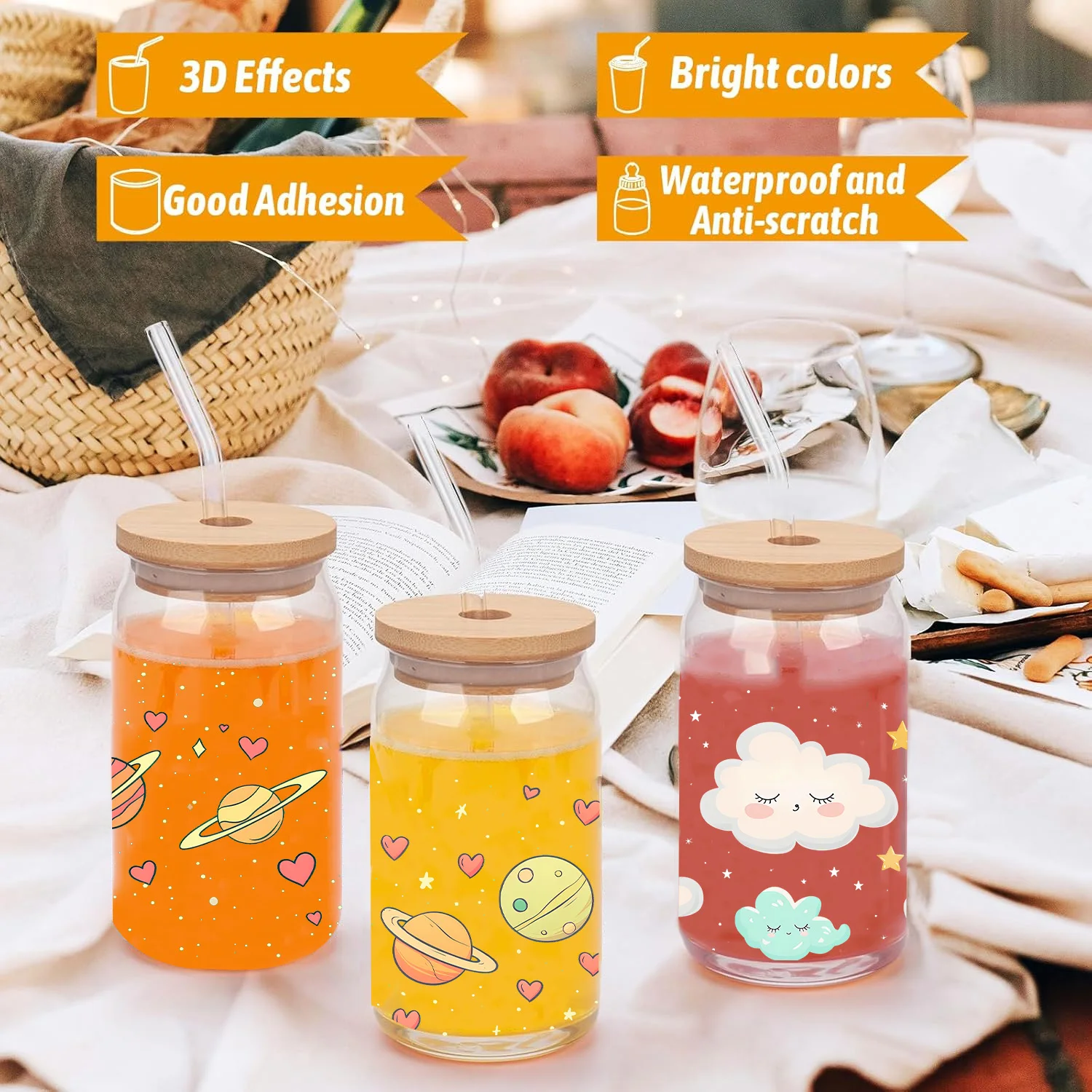 Звездная луна милый узор водонепроницаемые наклейки сделай сам 3D переводы