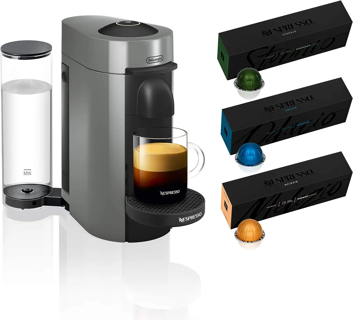 

Coffee and Espresso Machine Bundle by De'Longhi with Vertuoline Variety Pack Coffees included