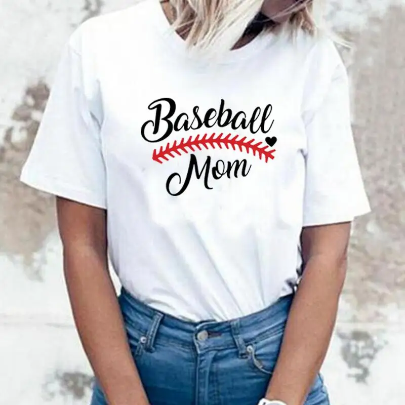 

Funny Baseball Mom Game Day Short Sleeve T Shirt Women Tops Summer Hipster Tee Shirt Femme Casual Tshirt Harajuku Camiseta Mujer