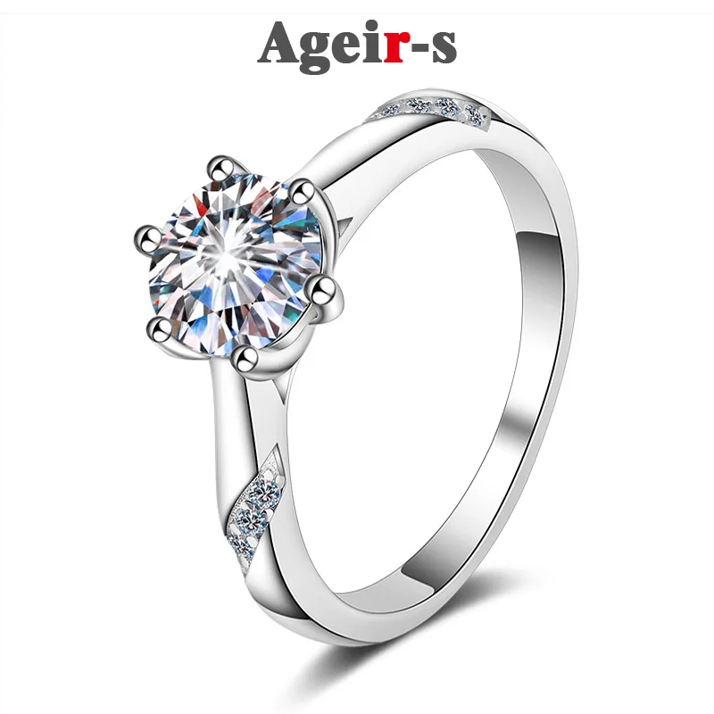 

AGEIR-S GRA Certified 50-1 CT Moissanite Ring VVS1 Lab Diamond Solitaire Ring for Women Engagement Promise Wedding Jewelry Z074