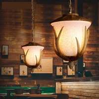 retro american chandelier creativity country style resin antler pendant lamp living dining room bedroom led bar restaurant light