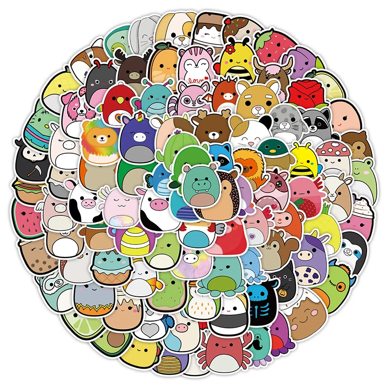 

100PCS Cute Animal Head Graffiti Stickers, Guitar Phone Computer Decoration Stickers, Creative Waterproof Hand Tent Stickers