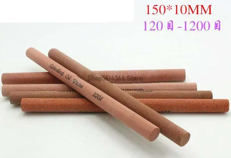 

80/120/180/240/320/400/600/800/1000/1200 зернистость круглый стержень заточка шлифовальные масляные камни 10x150 мм длина 2 шт.