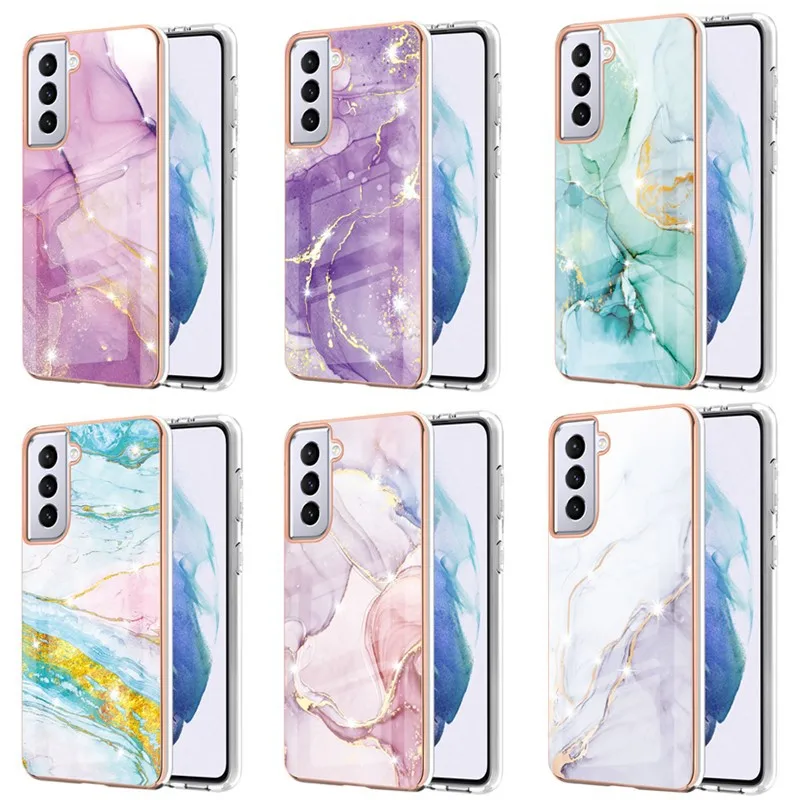 

10pcs TPU Soft Electroplated Marble Phone Case for Samsung Galaxy S20 S21 S22 Ultra Plus Note20 A72 A52 A73 A53 A33 A03S Cover