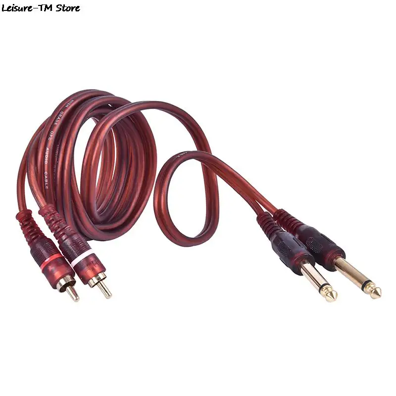 New 1pc 1.5M Cable, Dual RCA Male To Dual 6.35mm 1/4 Inch Male Mixer Audio Cable